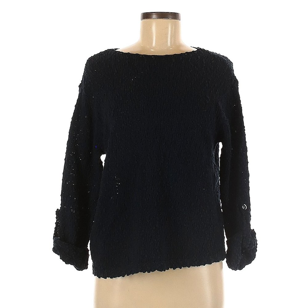 J.Jill Pullover Black Cotton knit Sweater Size M
